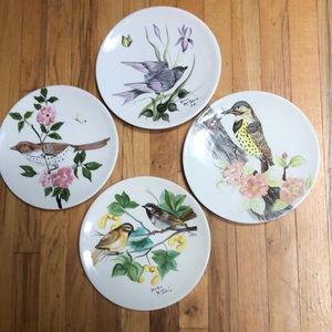 Four Beautiful vintage hand painted Bird Plates made in 1981